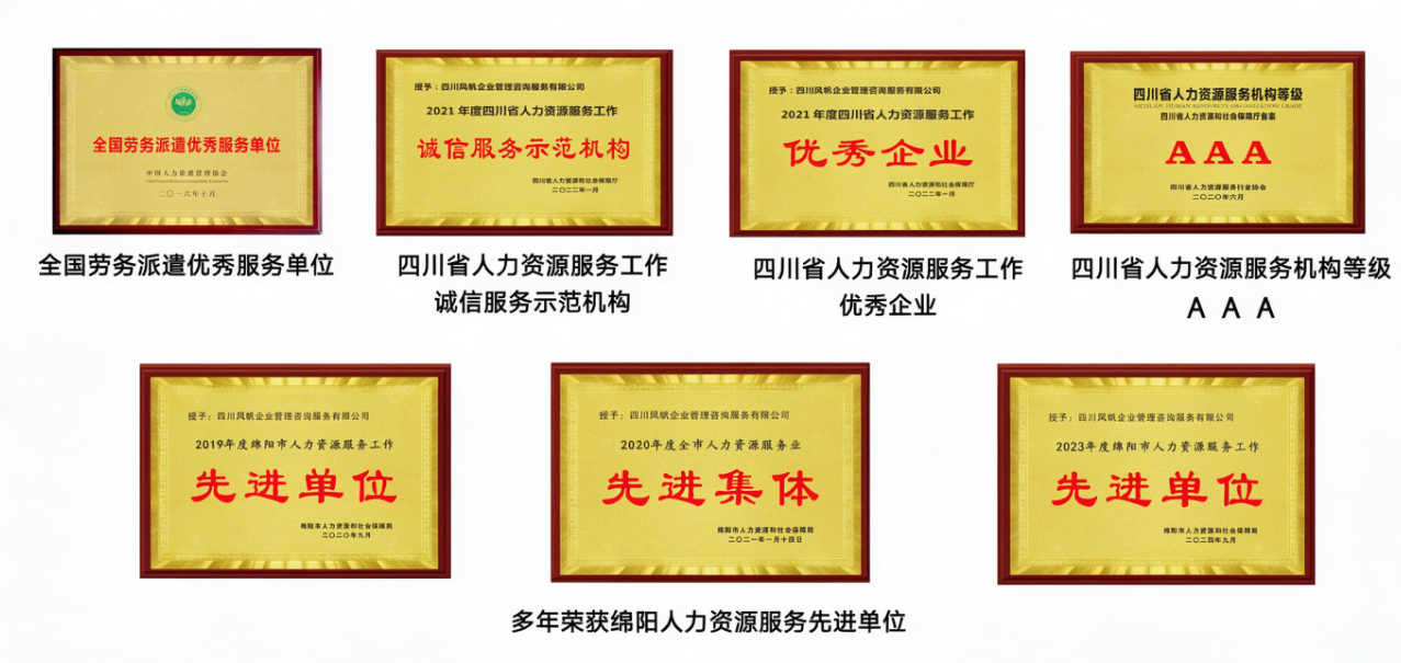 多年荣获绵阳人力资源服务先进单位